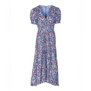 Saloni Lea Blue Floral Maxi Dress